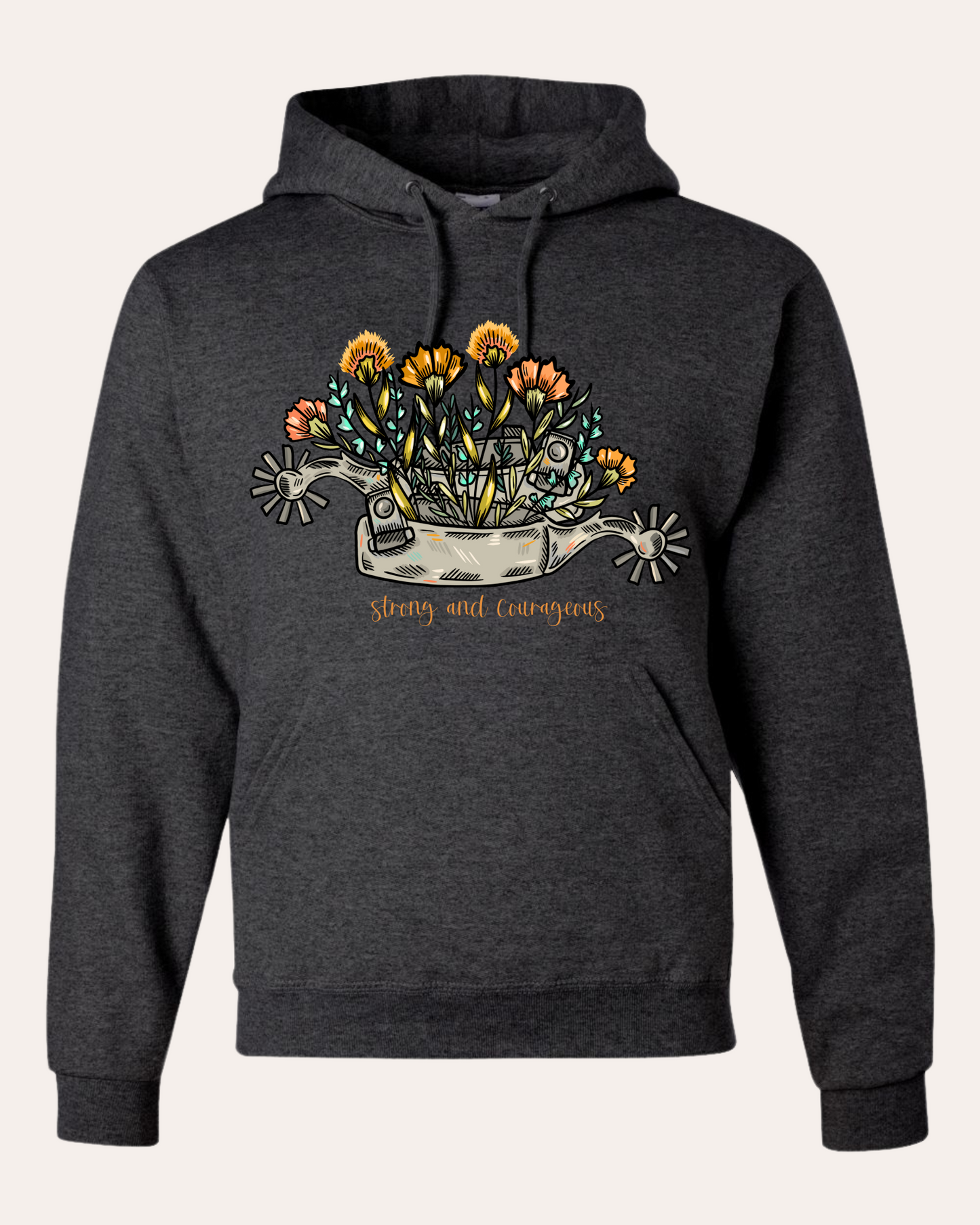 Strong & Courageous Hoodie - Heather Black