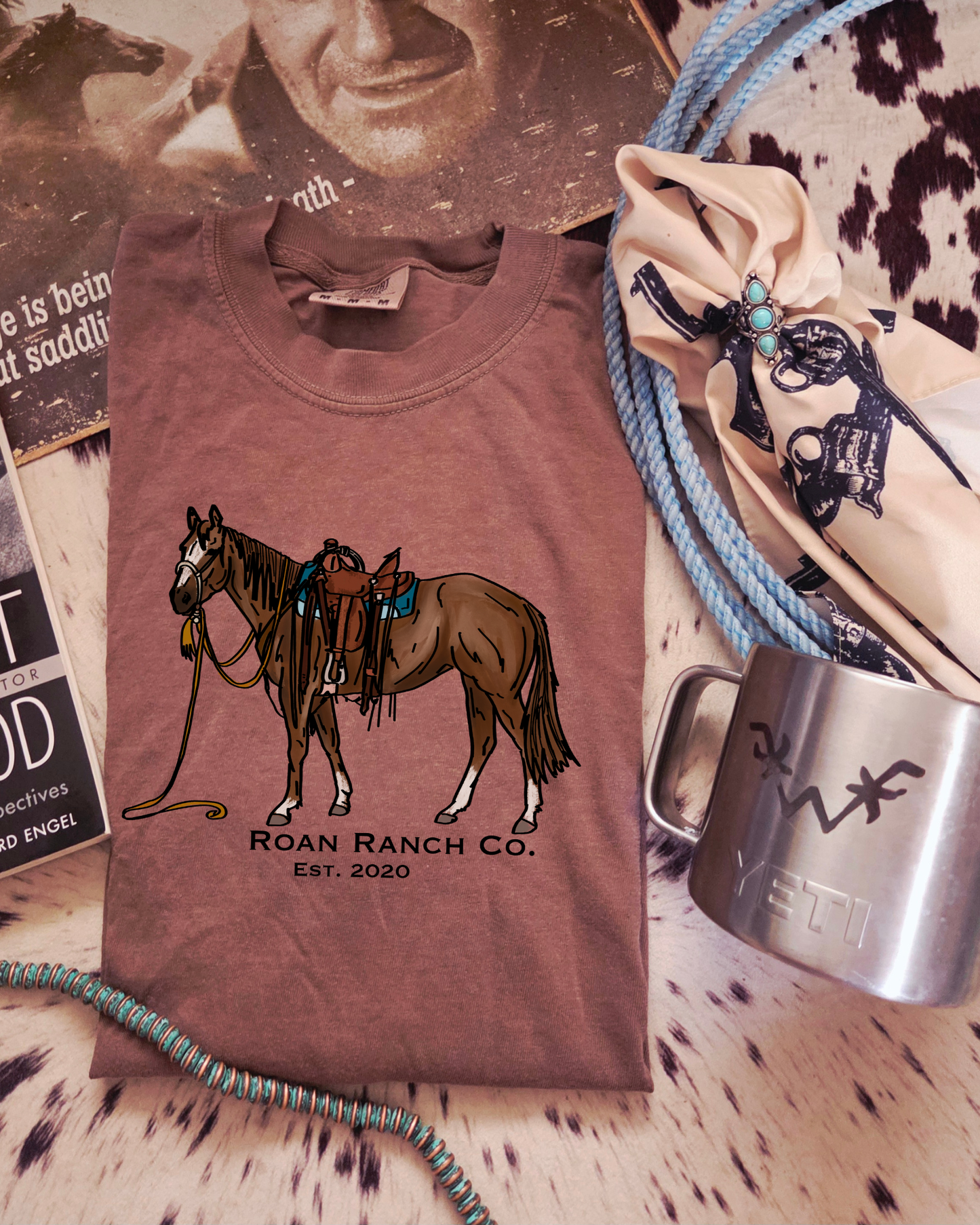 Ranch Pony Tee - Dark Leather Brown