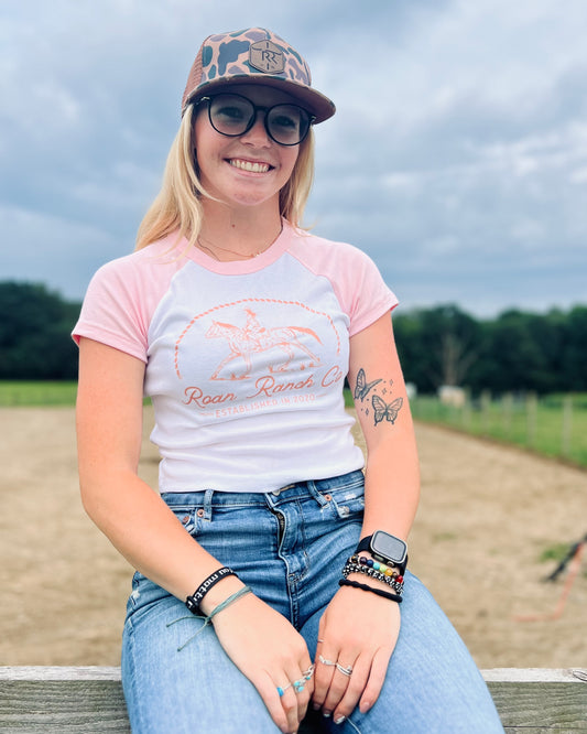 Riding Free Baby Tee - White/Pink