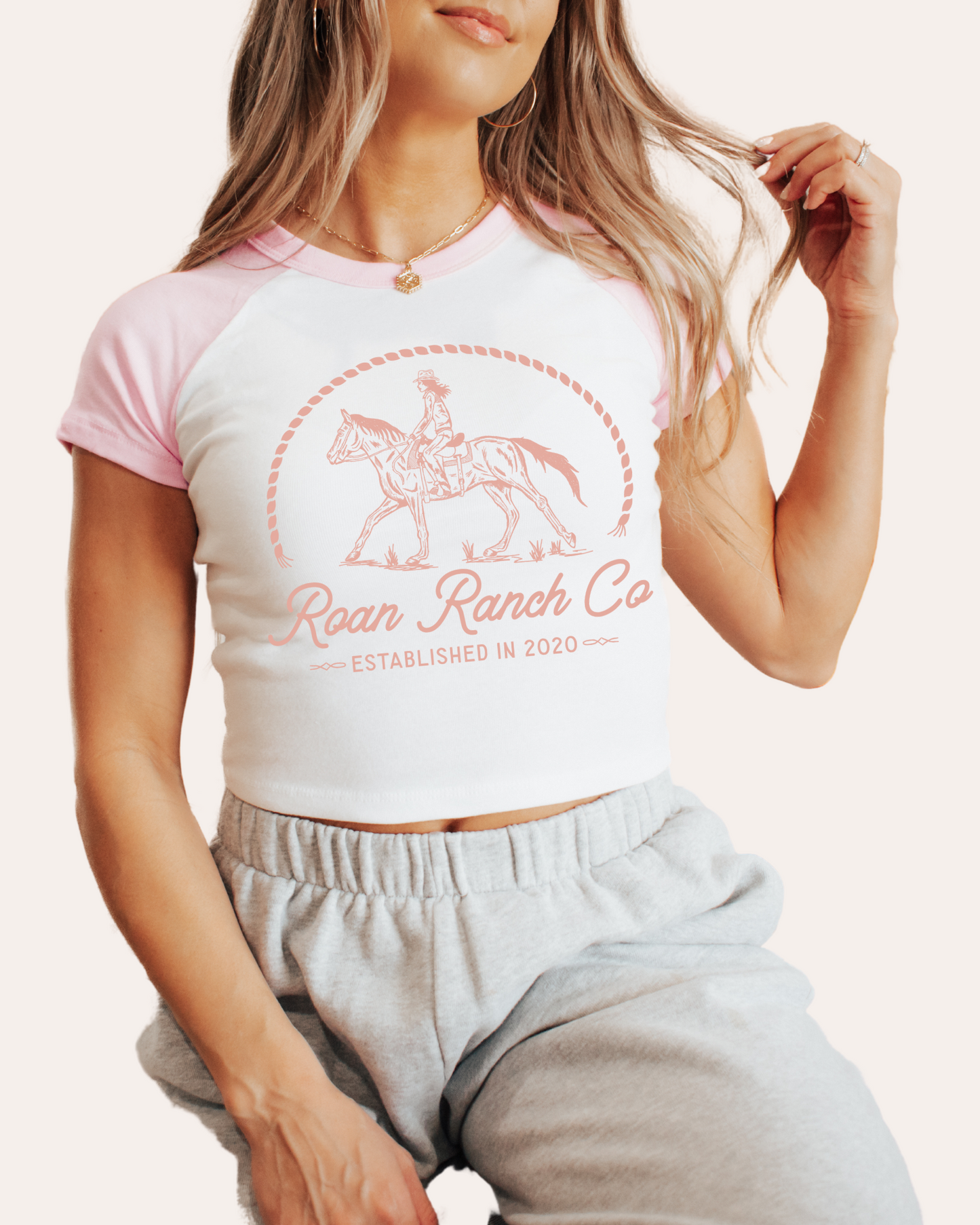 Riding Free Baby Tee - White/Pink