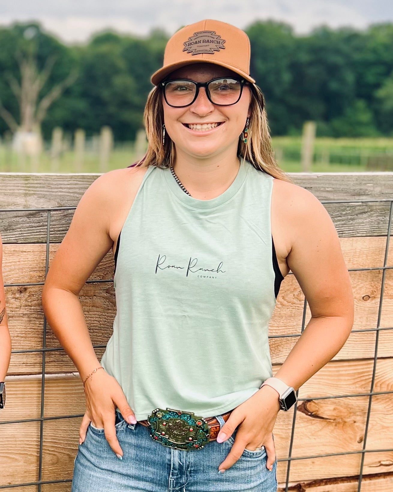 Simplicity Ranch Cropped Tank - Dusty Blue