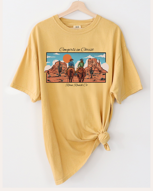 Cowgirls in Christ Tee - Mustard