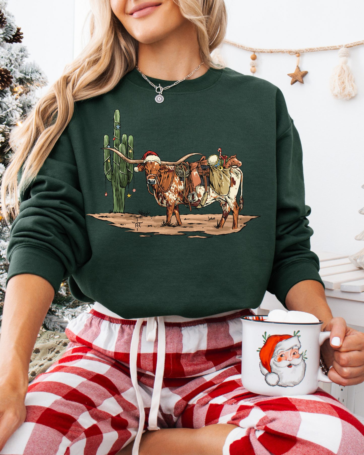 Longhorn Christmas Crewneck - Forest/Ash