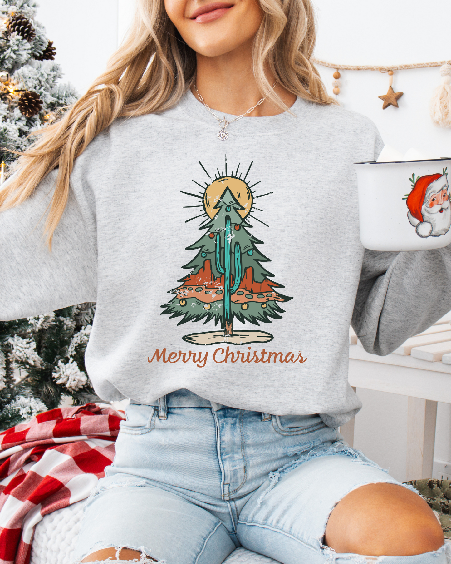 Merry Western Christmas Crewneck - Ash