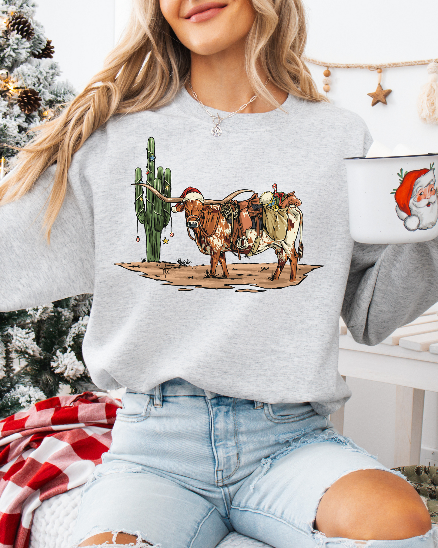 Longhorn Christmas Crewneck - Forest/Ash